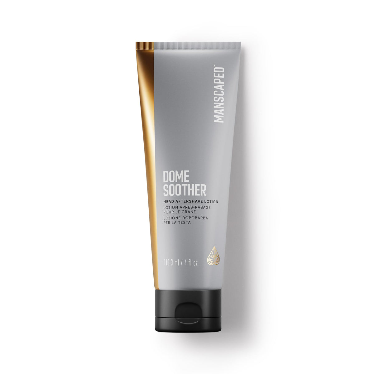 MANSCAPED Dome Soother bottle with label provides quick post-shave scalp hydration.