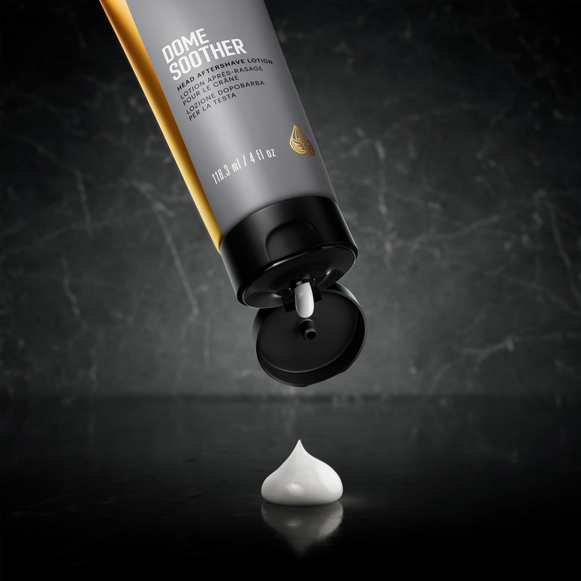 MANSCAPED Dome Soother dispensed as a quarter-sized amount for scalp care.