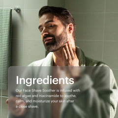 Dermatologist-tested formula for sensitive skin in MANSCAPED Face Shave Soother.