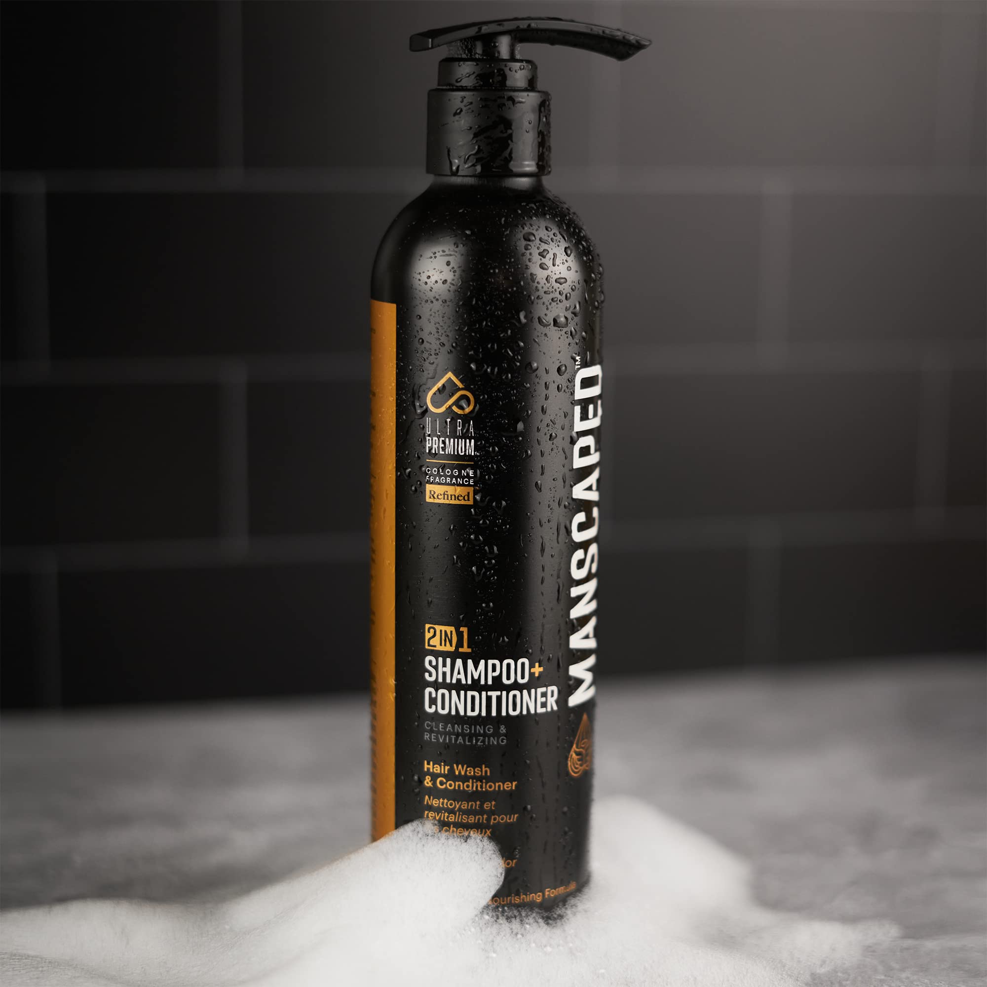 MANSCAPED in-shower routine image reinforces efficient grooming.