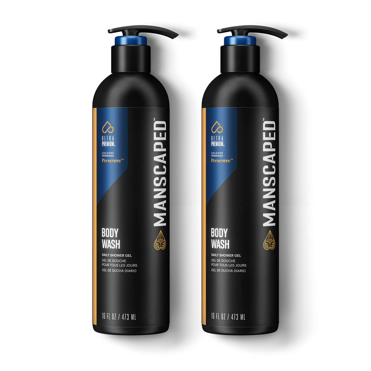 MANSCAPED Persevere bottle pouring for a refreshing cleanse with aloe vera.