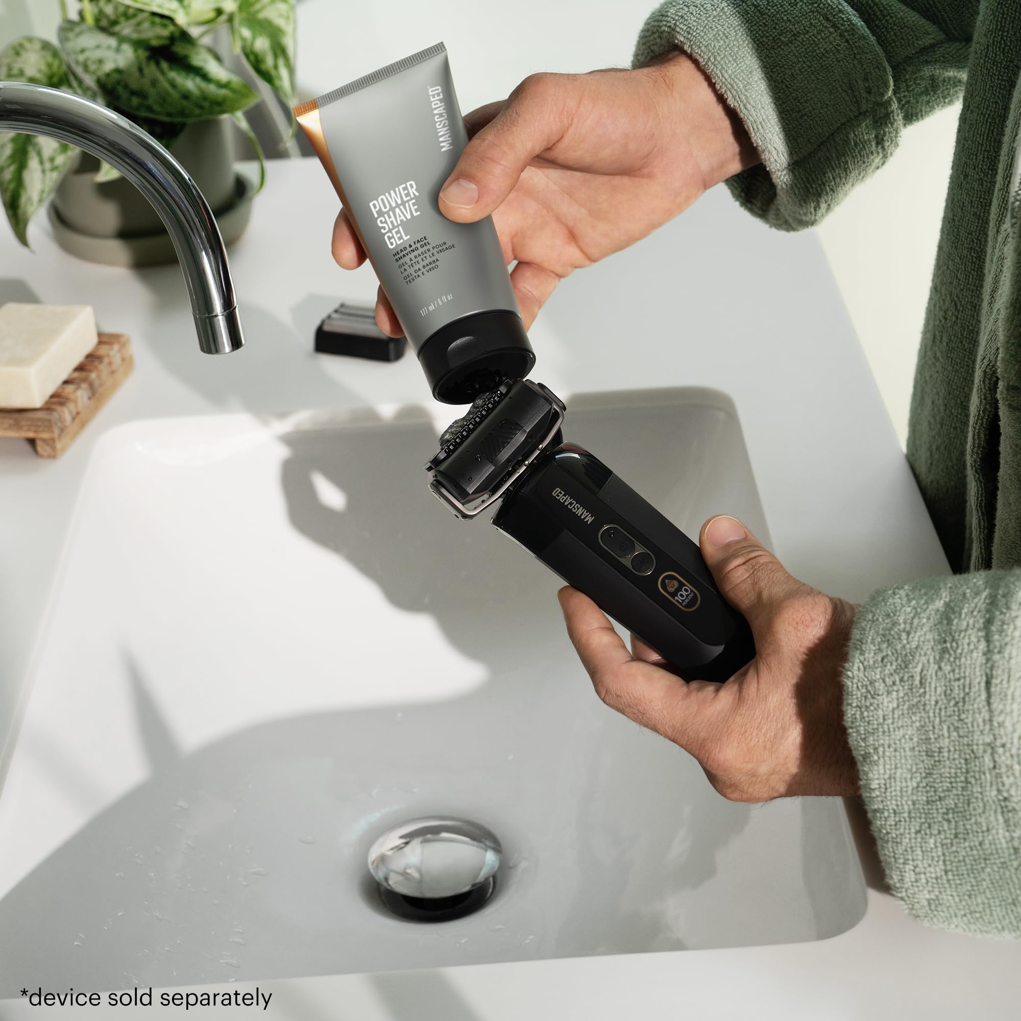 MANSCAPED Power Shave Gel aftercare scene with towel dry.