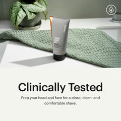 MANSCAPED Power Shave Gel application scene highlighting smooth glide during shaving.