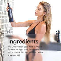 MANSCAPED UltraPremium Body Wash in a bathroom scene suggesting daily grooming ritual