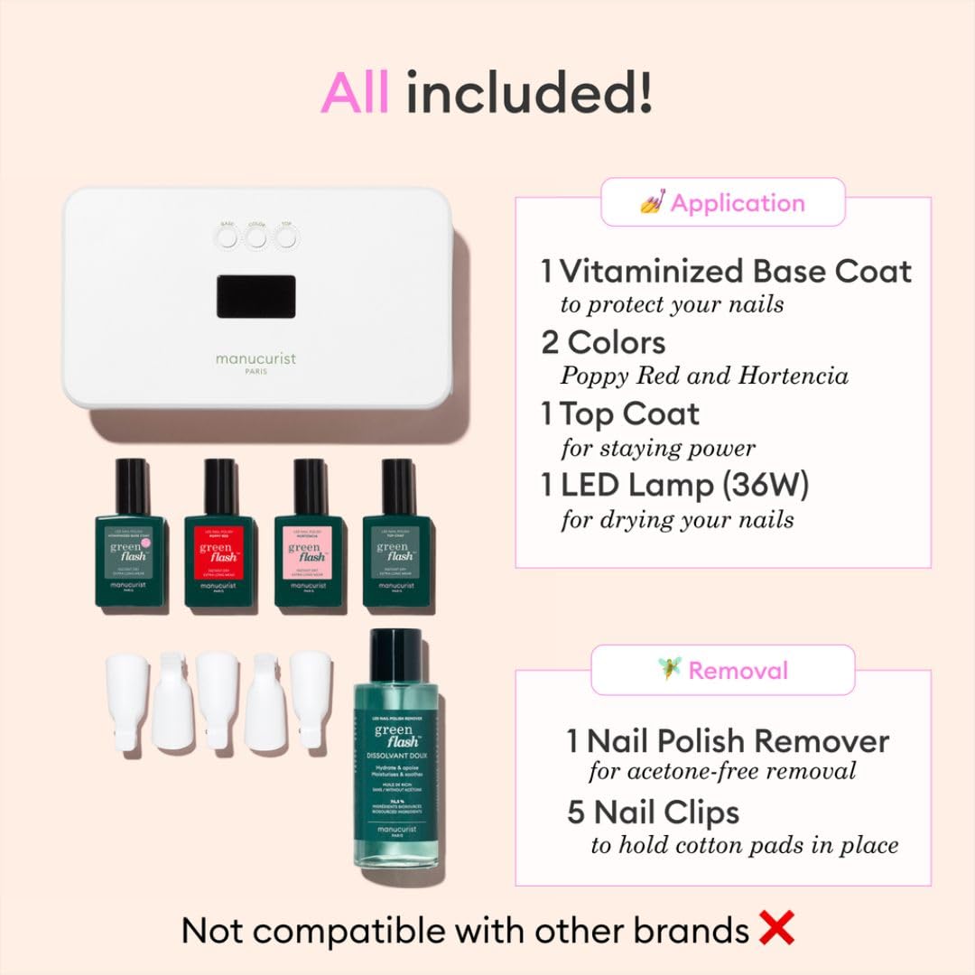 Manucurist remover clips enable quick, acetone-free removal.