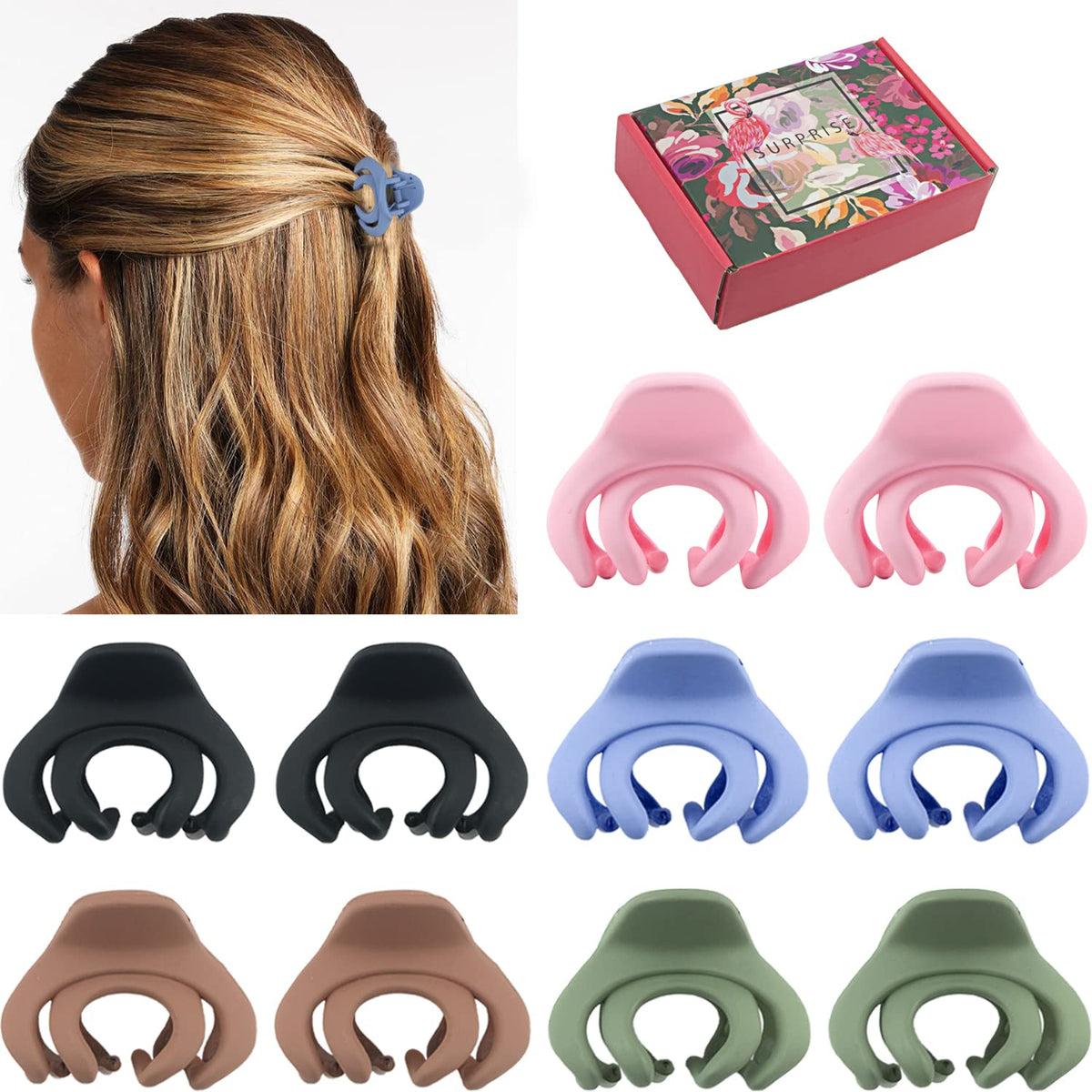 MAORULU mini hair clips with 1.5 inch length securing thin to medium hair.