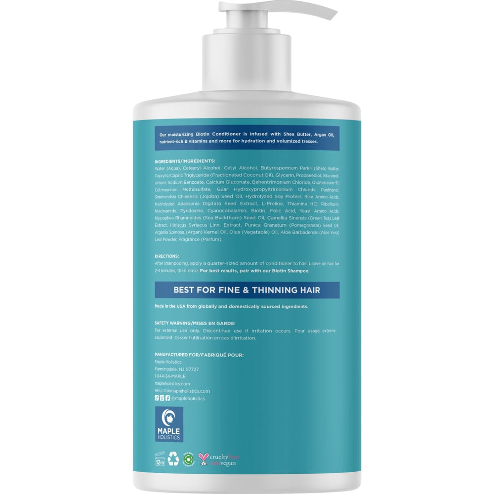 Maple Holistics Biotin Conditioner back-label close-up on sulfate-free formula