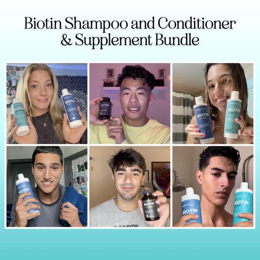Maple Holistics Biotin Shampoo label shows ingredients for informed use and thinning hair support.