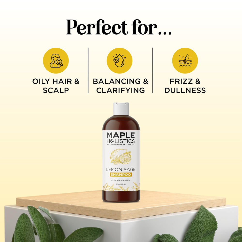 Maple Holistics clarifying shampoo tea-tree rosemary close-up for oil control