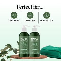 Maple Holistics Degrease Shampoo lather demonstrates thorough cleansing on scalp.