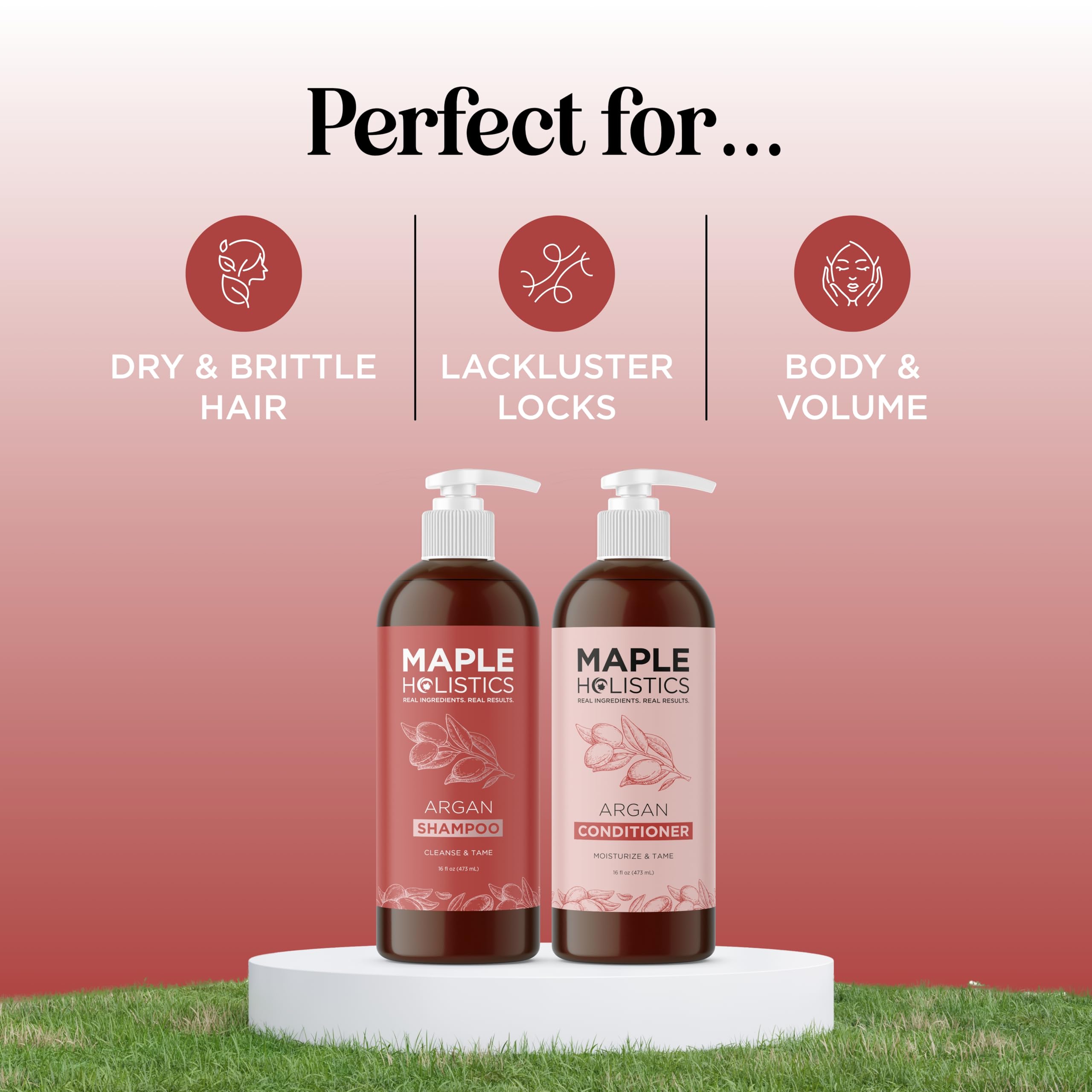 Maple Holistics frizz control shampoo bottle for smoother hair
