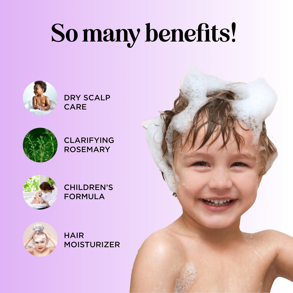 Maple Holistics kids shampoo rosemary oil application emphasizes scalp nourishment.