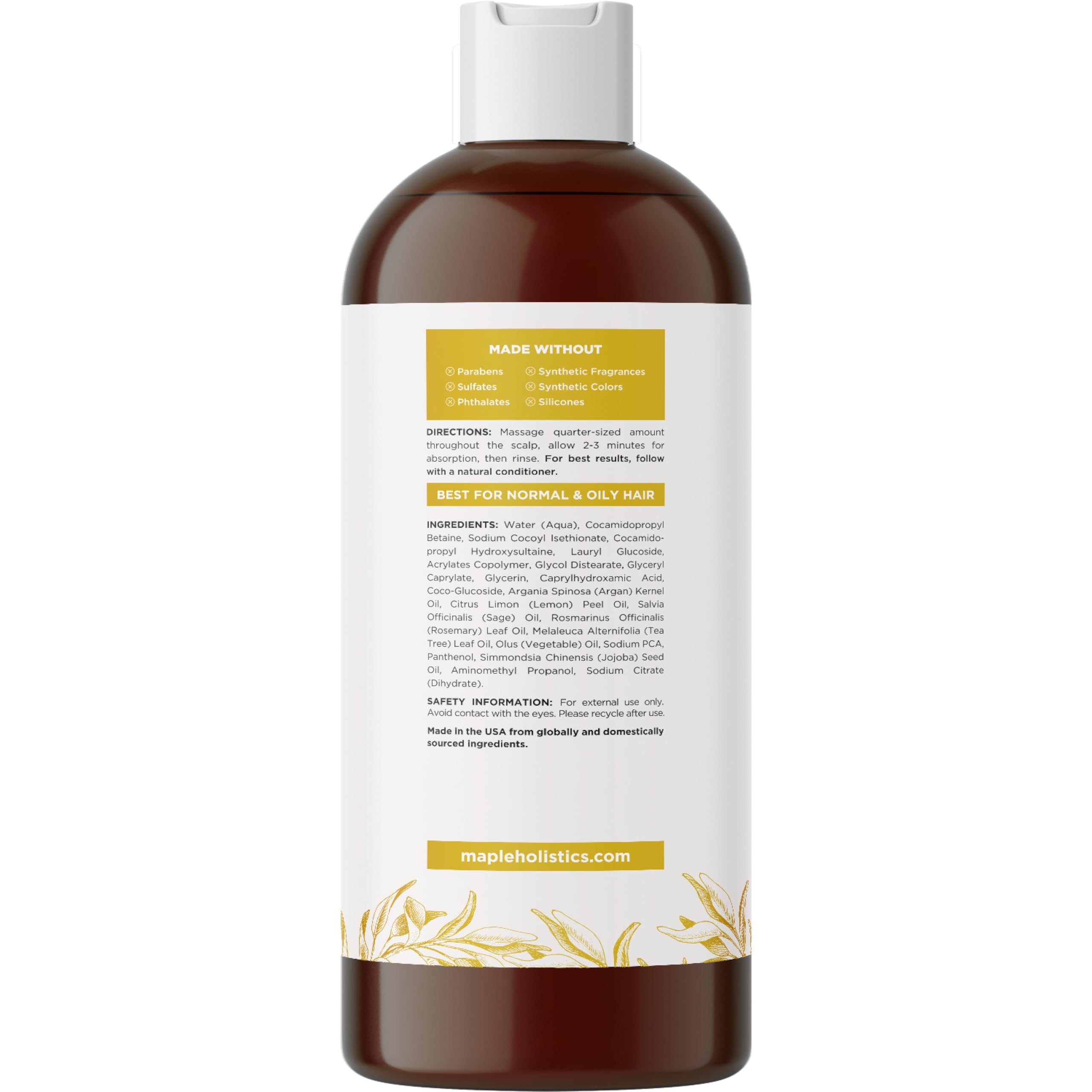 Maple Holistics natural oils lemon sage tea-tree close-up for nourished hair