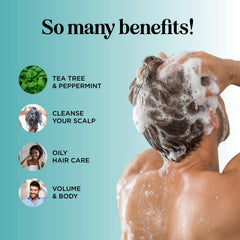 Maple Holistics shampoo rosemary tea tree mint helps remove buildup naturally.