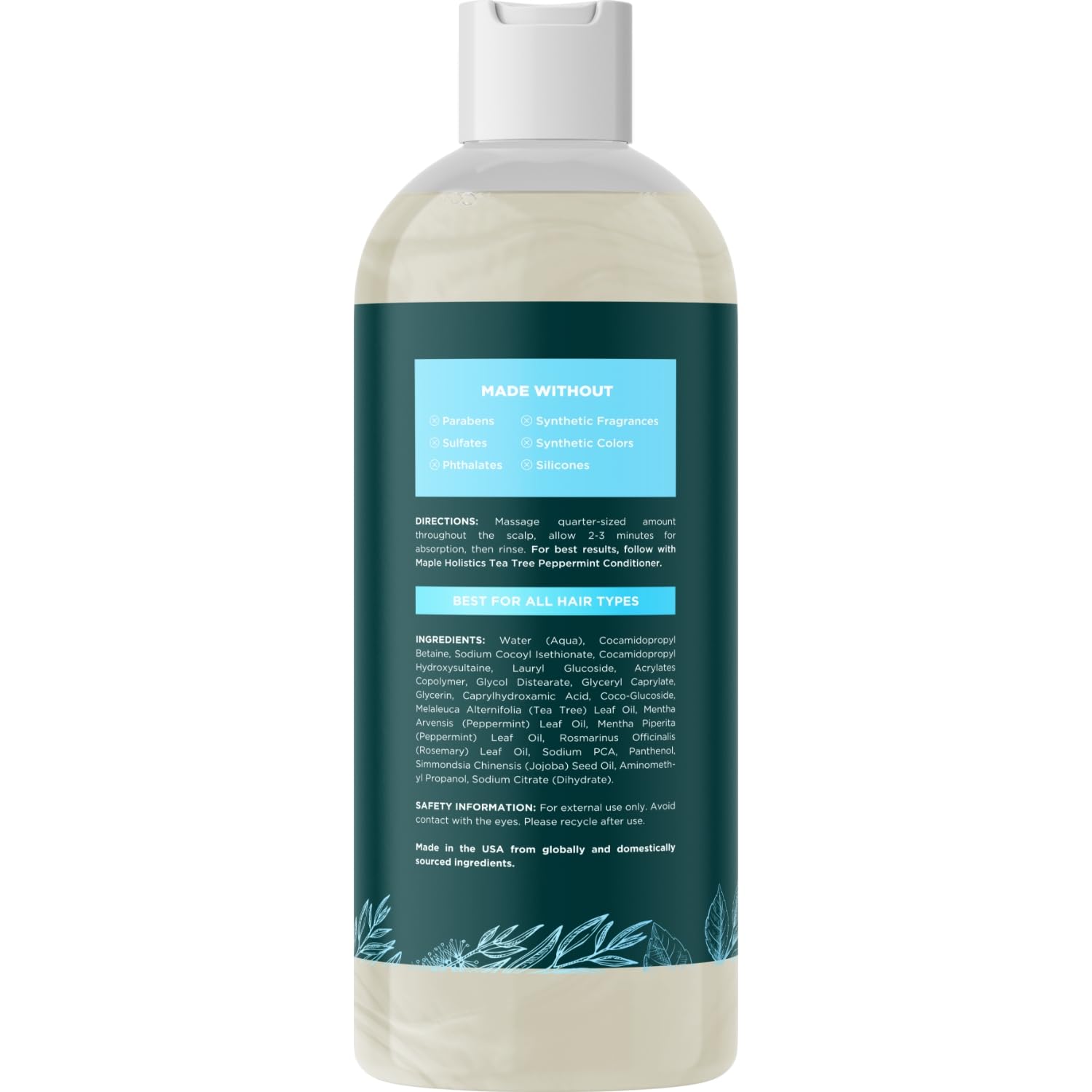 Maple Holistics Rosemary Tea Tree Mint Shampoo foaming lather ready for a refreshing wash.