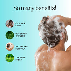 Maple Holistics shampoo ingredients panel highlighting rosemary and tea tree for natural cleansing.