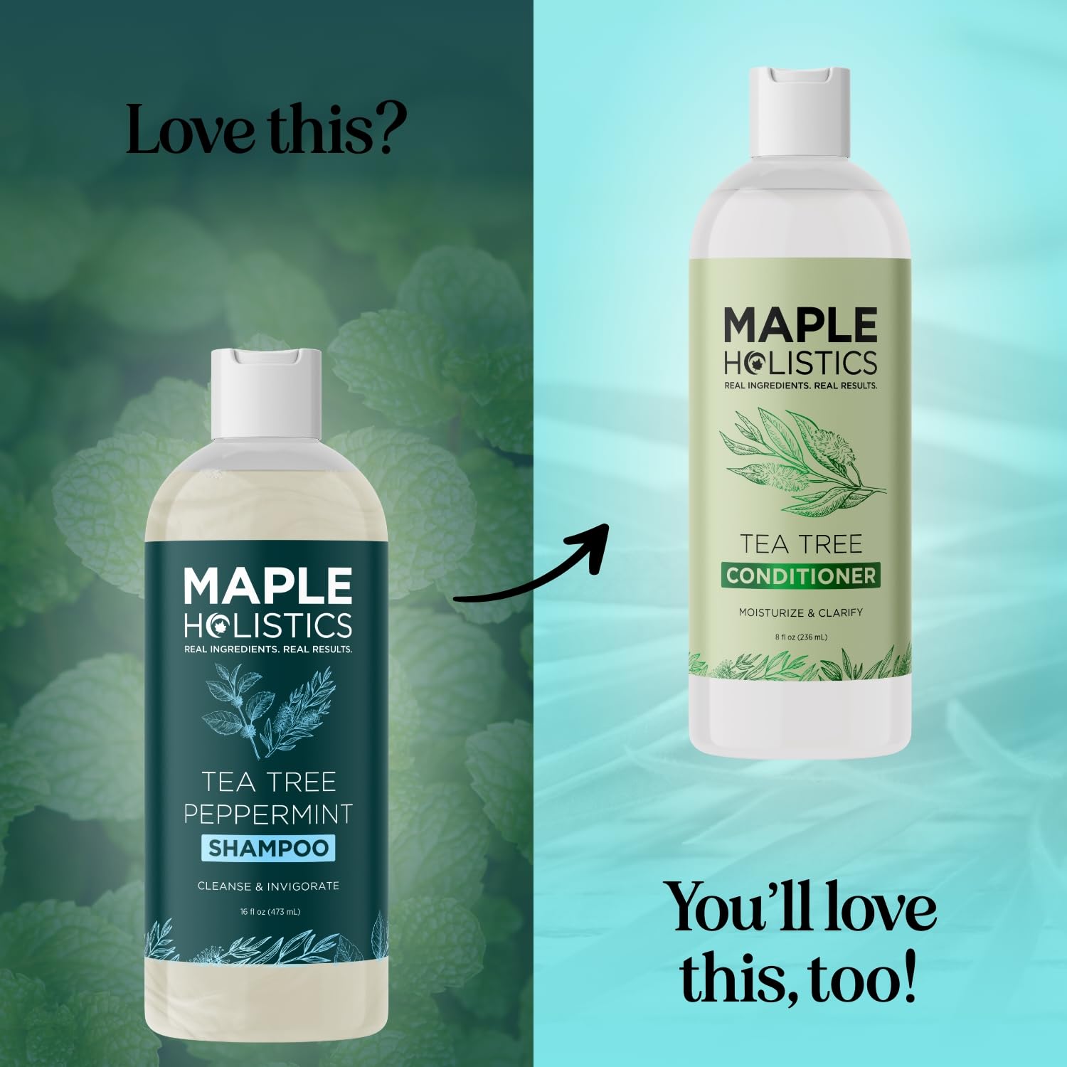 Maple Holistics close-up of oil droplets showing peppermint and tea tree for cooling scalp care.