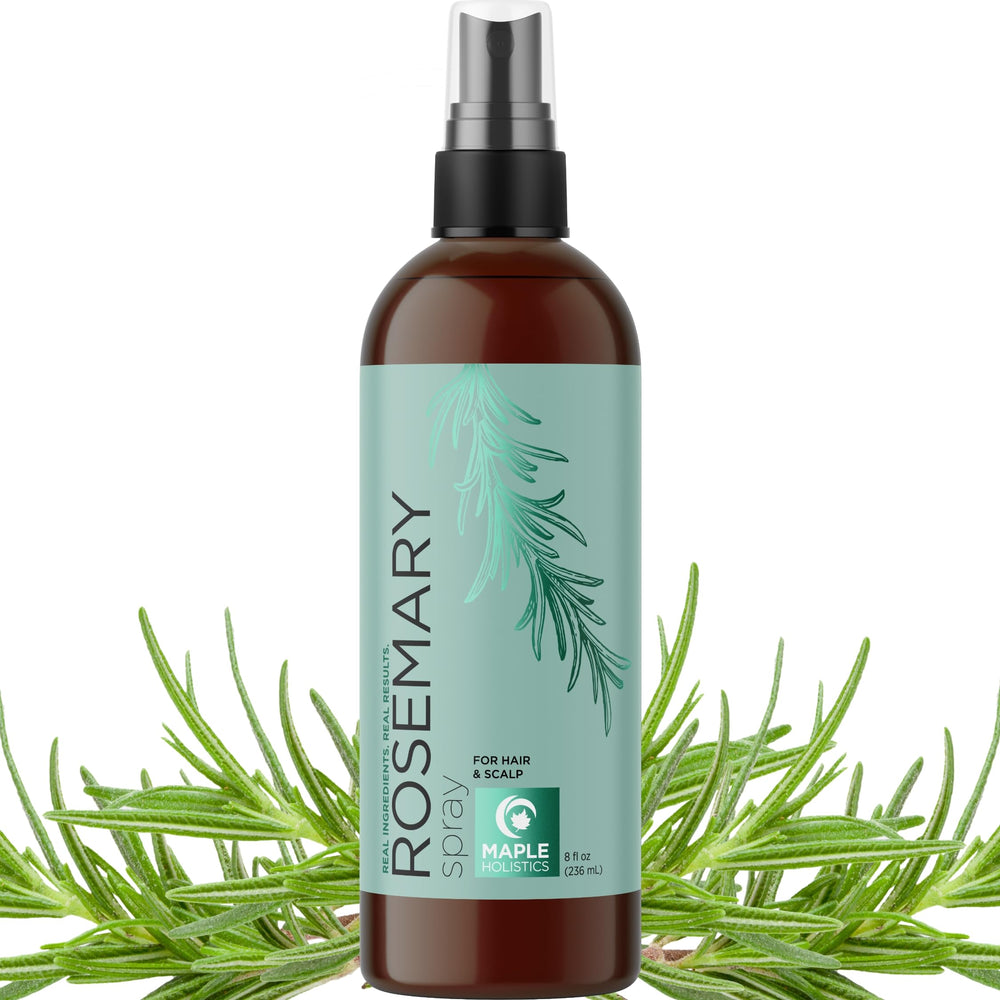 Maple Holistics Rosemary Water Spray bottle pour for easy scalp refresh