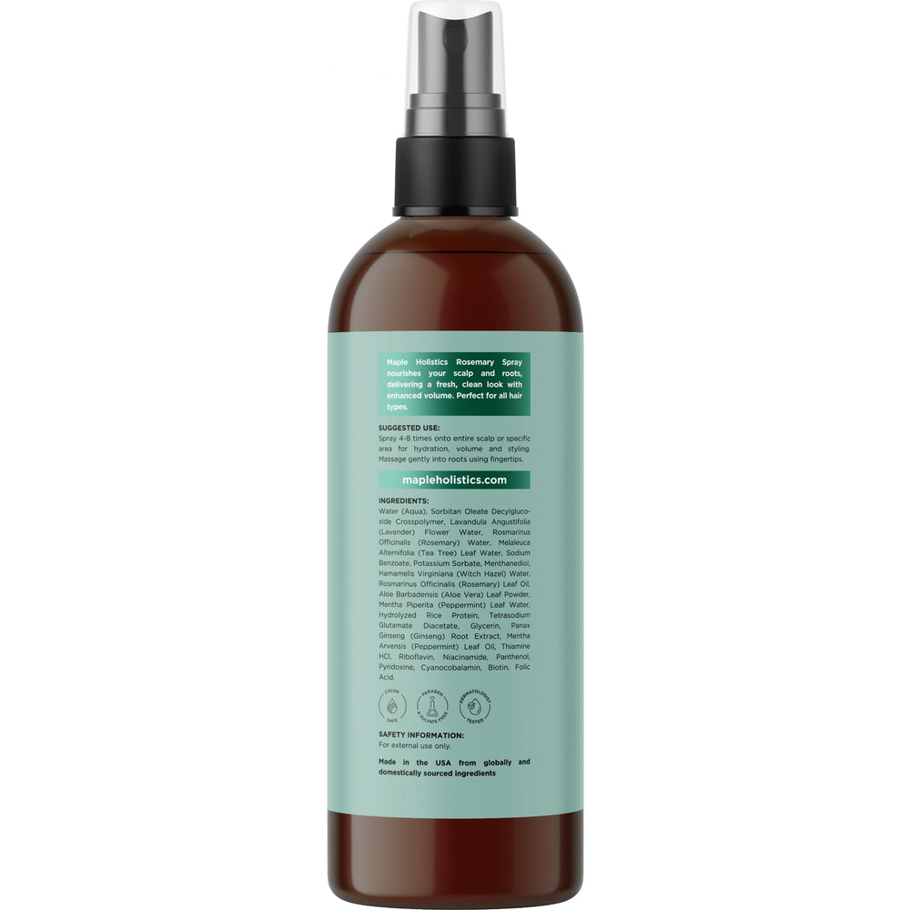 Maple Holistics witch hazel ingredient panel emphasizing gentle scalp care