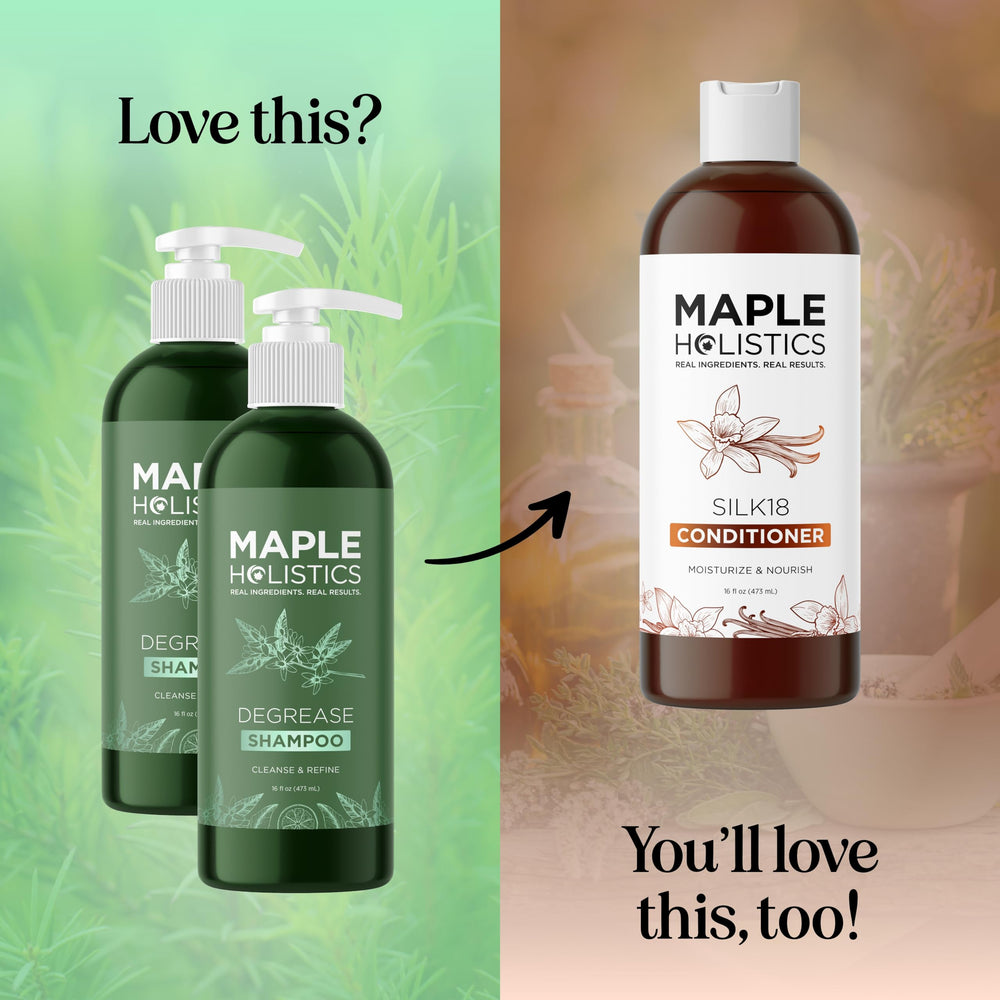 Maple Holistics scalp refresh closeup visual signals cleansing action for oily hair.
