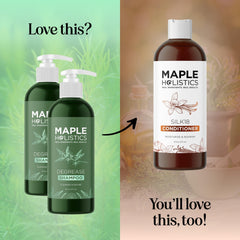 Maple Holistics scalp refresh closeup visual signals cleansing action for oily hair.