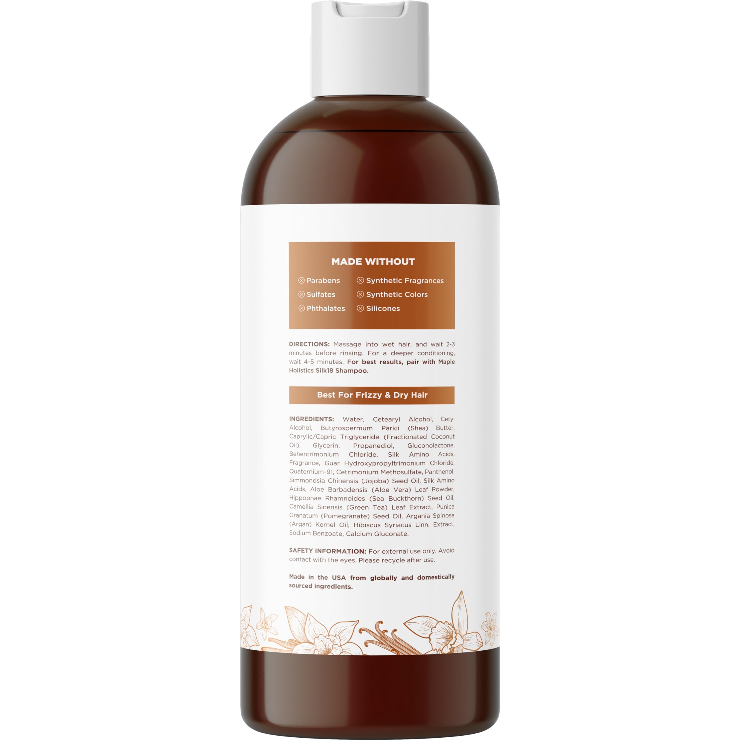 Vanilla aroma from Maple Holistics Silk Protein Conditioner blends with greens tea and aloe