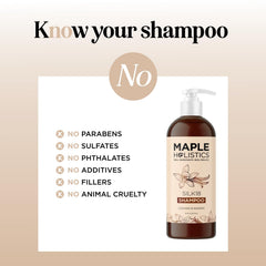 Maple Holistics Silk18 frizz-free shiny hair close-up suggests anti-frizz hydration benefits