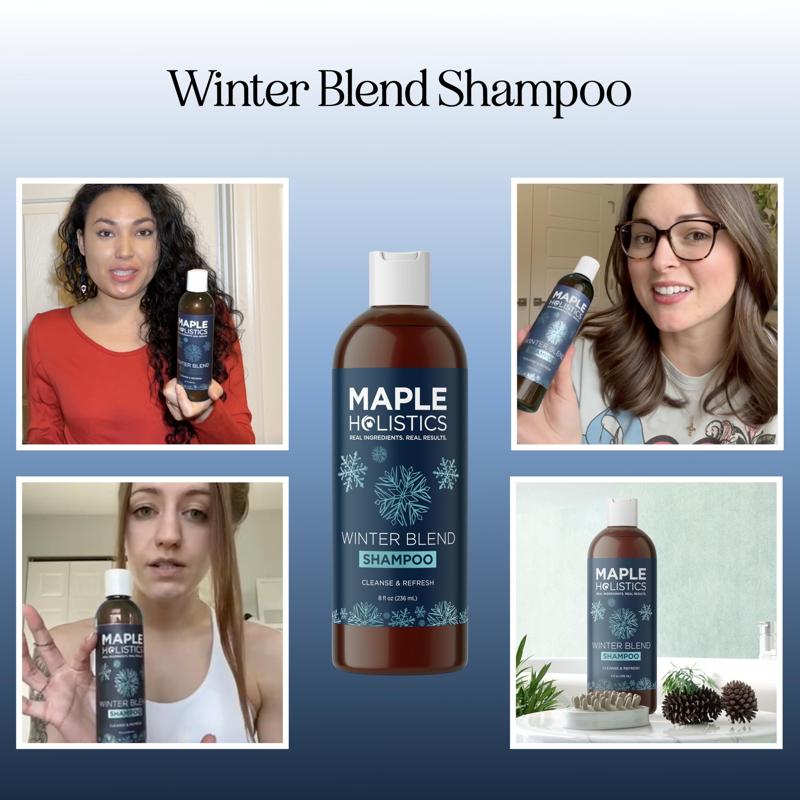 Maple Holistics hard water shampoo foam for refreshing cleanse and scalp clarity.