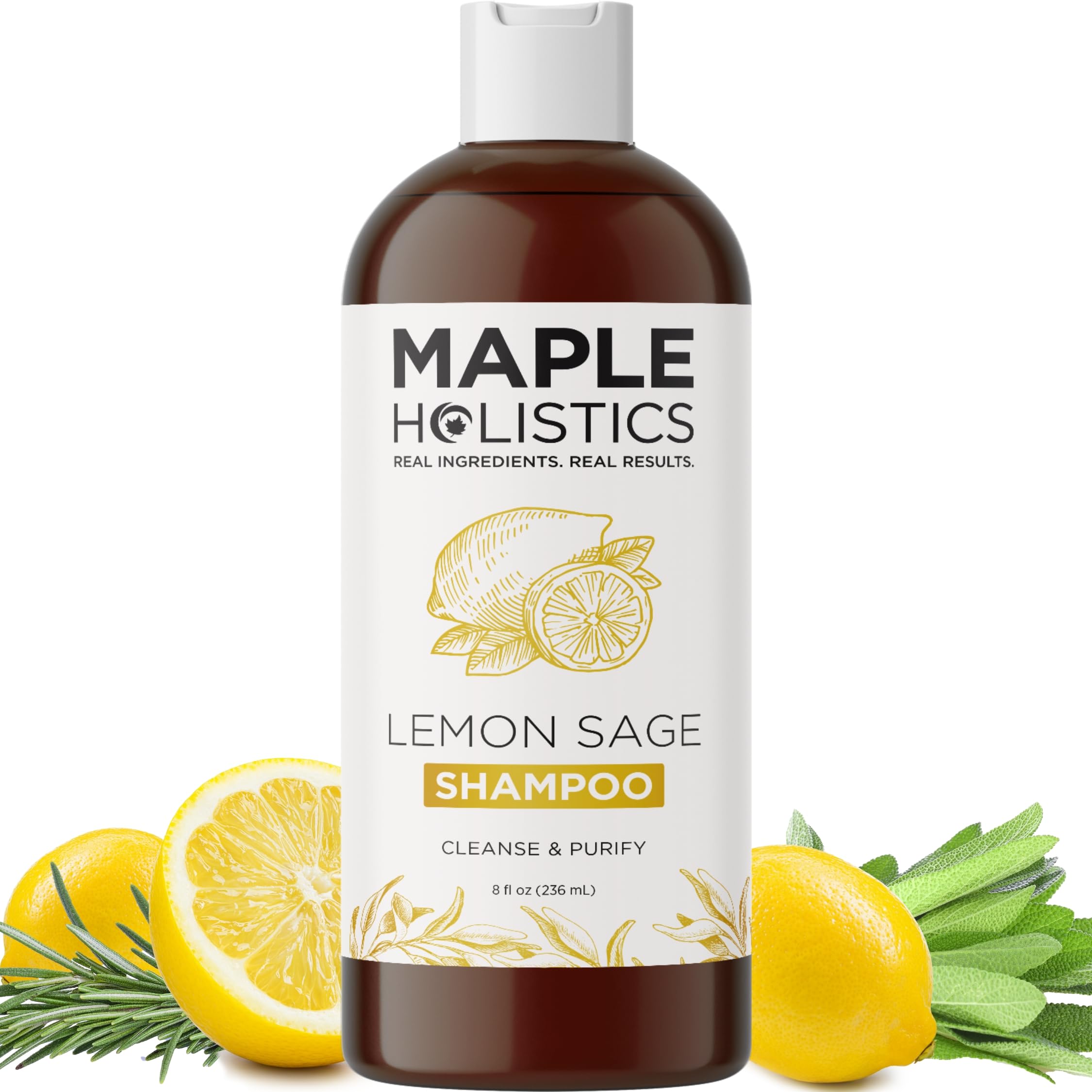 Maple Holistics sulfate-free lemon sage bottle for clarified, oil-free scalp