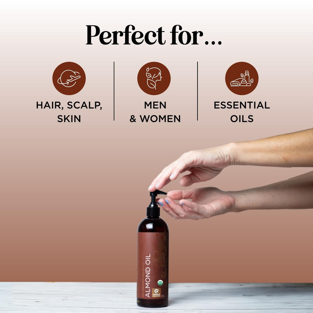 Maple Holistics almond oil for hair application enhances shine and moisture