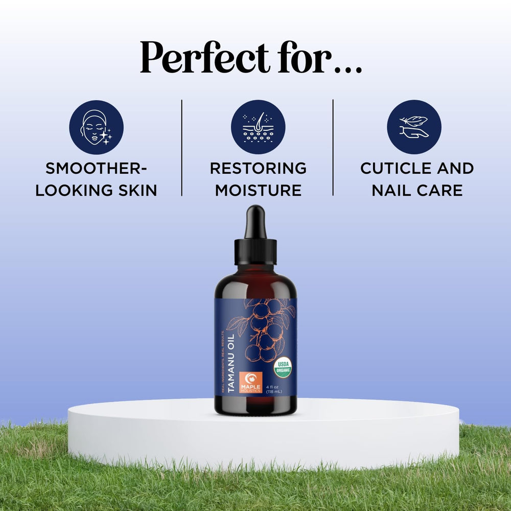 Maple Holistics Tamanu Oil ingredients highlighting fatty acids and purity