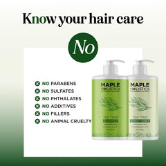 Maple Holistics Tea Tree Shampoo ingredients list close up for transparency
