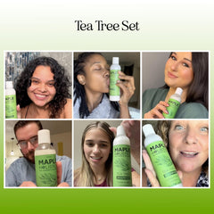 Maple Holistics Tea Tree Conditioner bottle showing smoothing action on hair