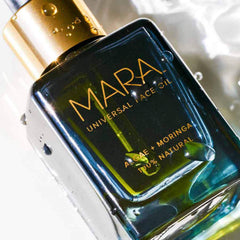 MARA Universal Hydrating Face Oil packaging highlights recyclable vegan formulation