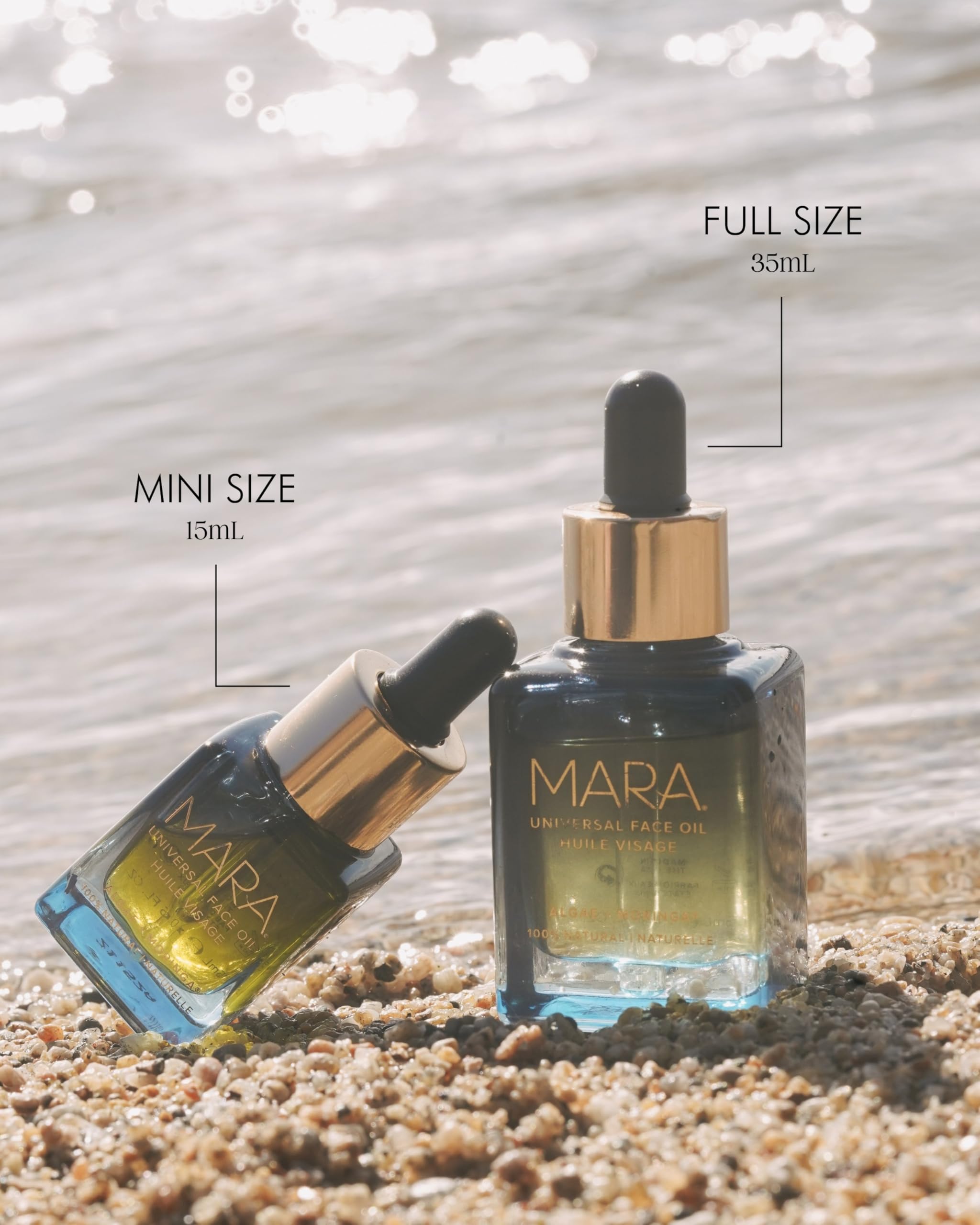 MARA Universal Hydrating Face Oil texture closeup reveals a silky, lightweight feel