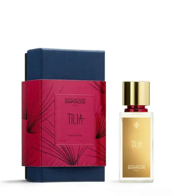 Marc Antoine Barrois Tilia EDP bottle with spring florals and fresh greenery