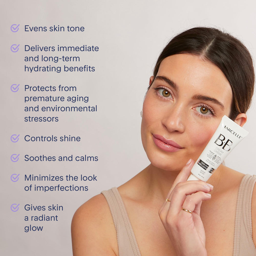Marcelle BB Cream Beauty Balm texture close-up highlights light weight and soft finish