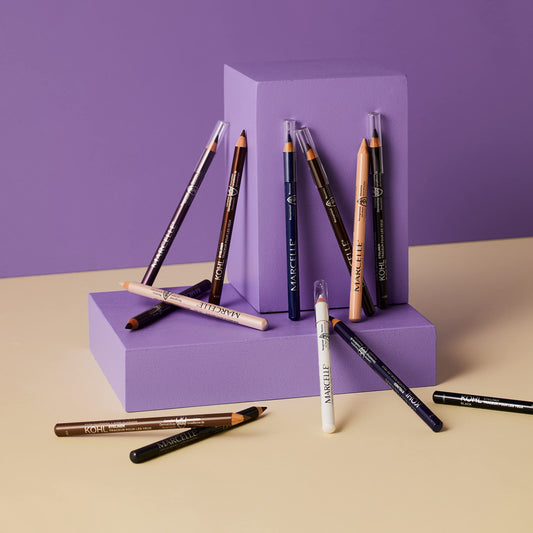 Marcelle Kohl Eyeliner Black Plum on the waterline for long-lasting wear