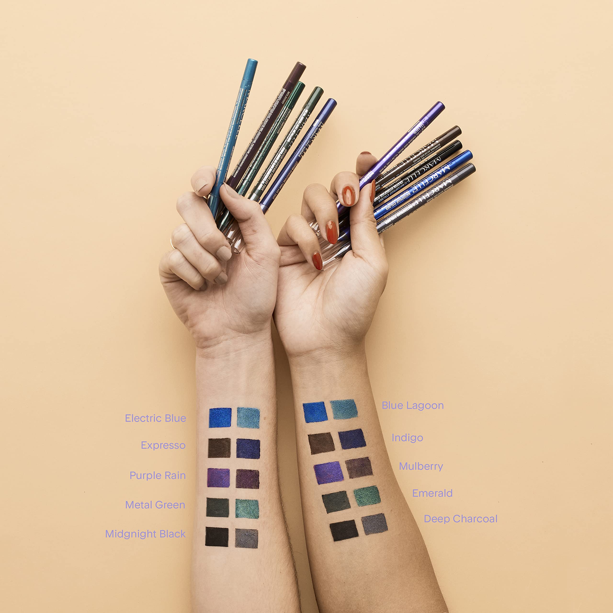 Marcelle Waterproof Eyeliner Deep Charcoal swatch reveals rich color and matte finish