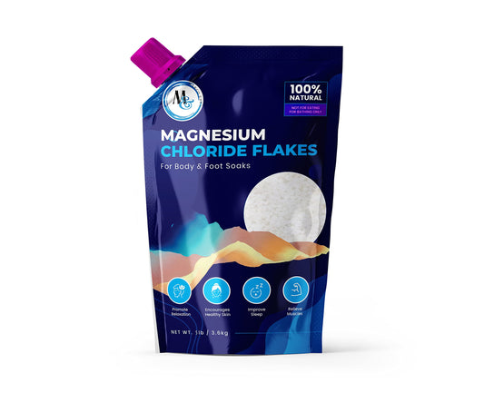 MARCO ESRA Dead Sea Magnesium Flakes in a glass jar ready for a soothing soak