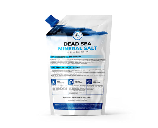 Marco Esra Dead Sea salts pour bottle shows fine texture ideal for relaxing baths.