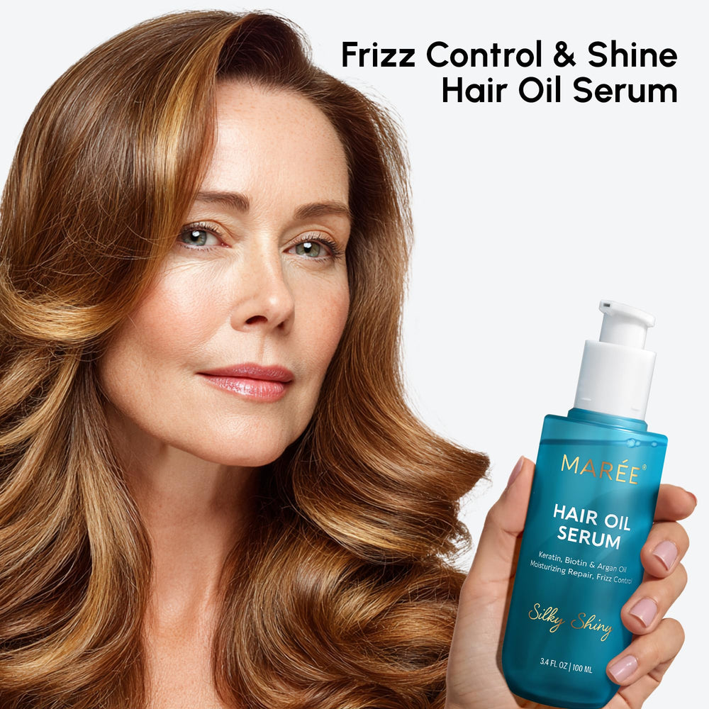 MAREE Argan Oil Hair Serum bottle adds glow and softness
