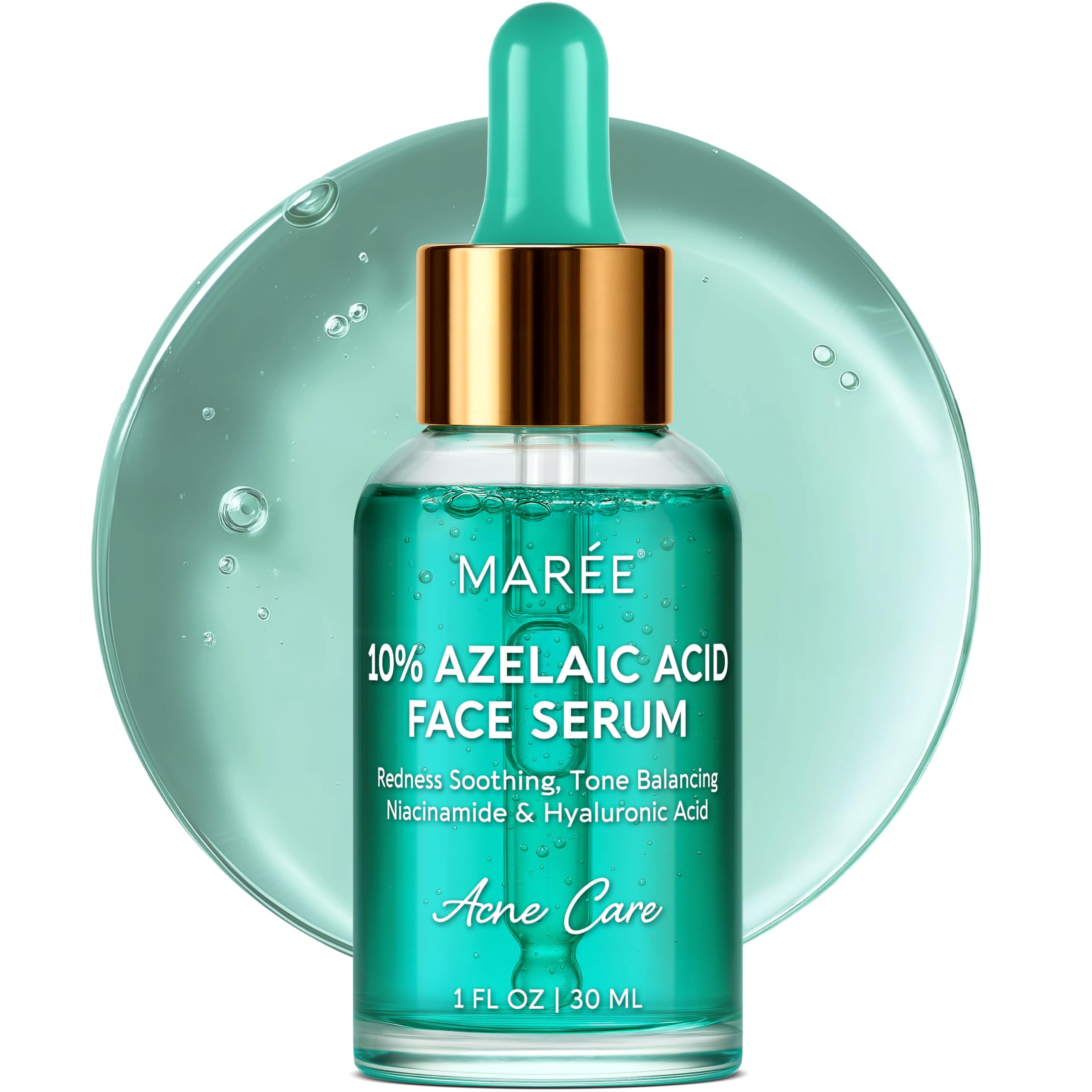 MAREE Azelaic Acid Serum bottle close-up for gentle soothing and radiance.