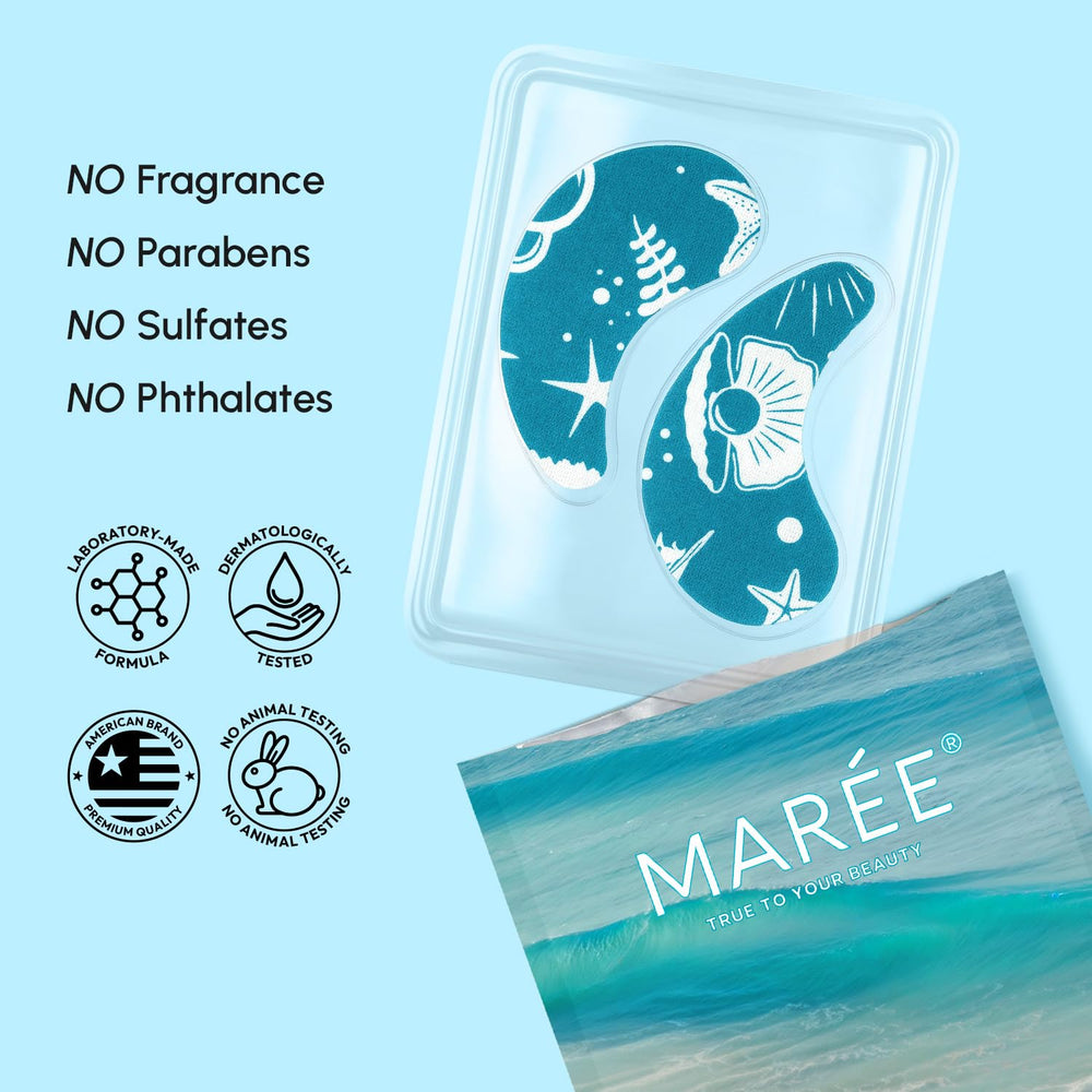 MAREE cooling-under-eye patches provide a refreshing sensation during busy days.