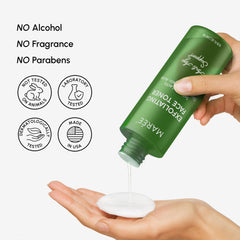 MAREE Exfoliating Toner bottle cap closeup emphasizes secure, travel-ready packaging.