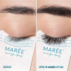 MAREE eyelash serum droplet close-up demonstrates easy dispensing.