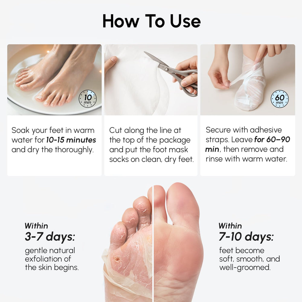 MAREE Foot Peeling Mask softened skin appearance after use suggests smoother feet.