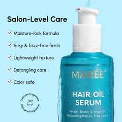 MAREE Hair Oil finish adds shine and smoothness