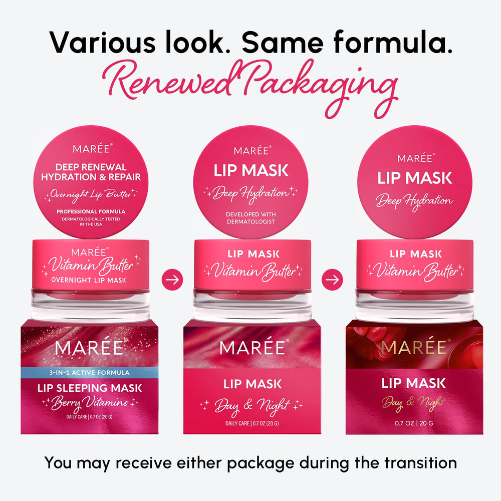 MAREE Lip Mask Two-Pack Display—great value for dry lip care routines