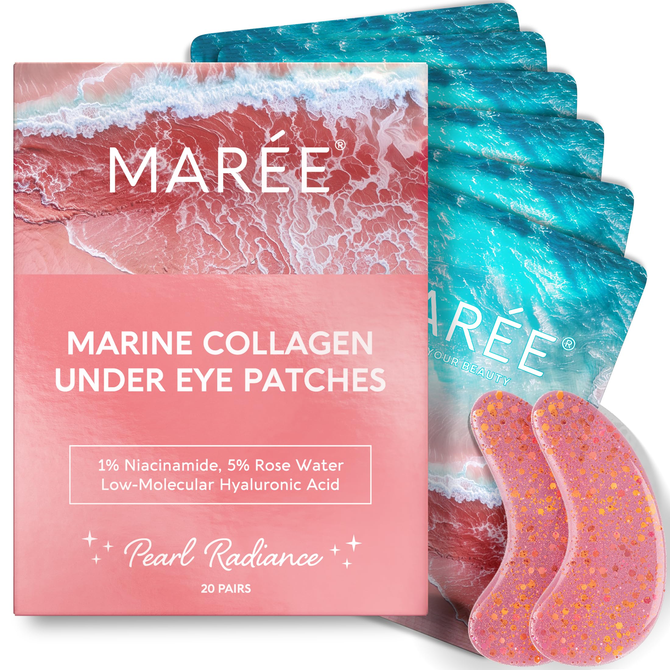 MAREE Pink Eye Gels packaging, convenient under-eye care on the go.
